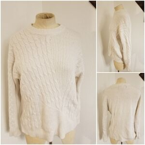 Kendall +Kylie Cable Knit Sweater XS Crewneck White